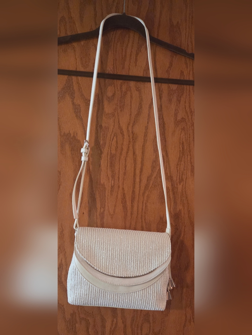 LC Lauren Conrad Ivory Crossbody with Sparkle Trim
